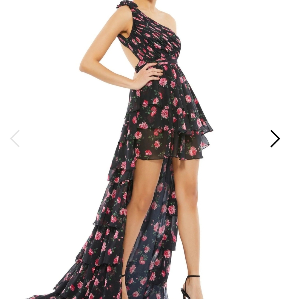 Mac Duggal Black and Pink Floral Dress